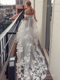 A Line 3D Flower Floral Lace See Through Sweetheart Neck Wedding Dresses MLD004|Selinadress