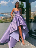 A-line Anomalistic Lavender Long Prom Dresses Satin Evening Dress MHL136|Selinadress