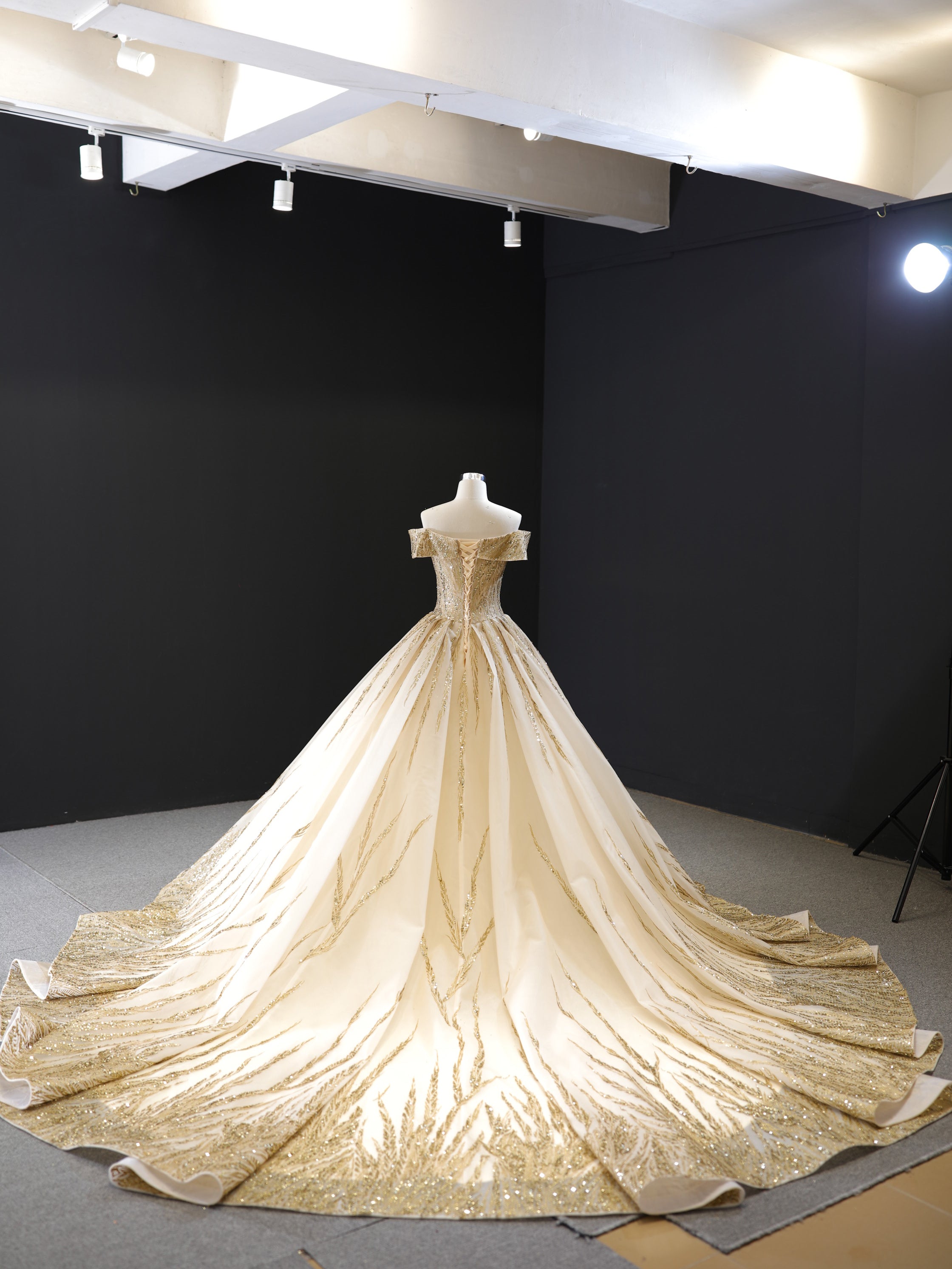 A-line Ball Gowns Sweep Train Gold Wedding Dress Evening Gowns RSM67013 A-line Ball Gowns Sweep Train Gold Wedding Dress Evening Gowns RSM67013