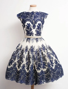 A-line Bateau Cap Sleeve Vintage Short Prom Dress Juniors Homecoming Dress #MHL068|Selinadress