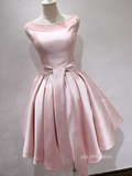 A-line Bateau Cute Homecoming Dress Beaded Pink Short Prom Dresses EDS031|Selinadress