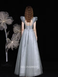 A-line Bateau Gray Long Prom Dress Beaded Bridal Dresses Cheap Evening Dress OSTY011|Selinadress