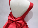 A-line Bateau Red Short Homecoming Dress Bowknot Satin Short Prom Dresses EDS038|Selinadress
