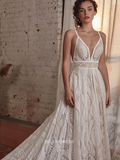 A Line Beach Lace Wedding Dresse Two Piece Custom Wedding Dress GRDK012|Selinadress