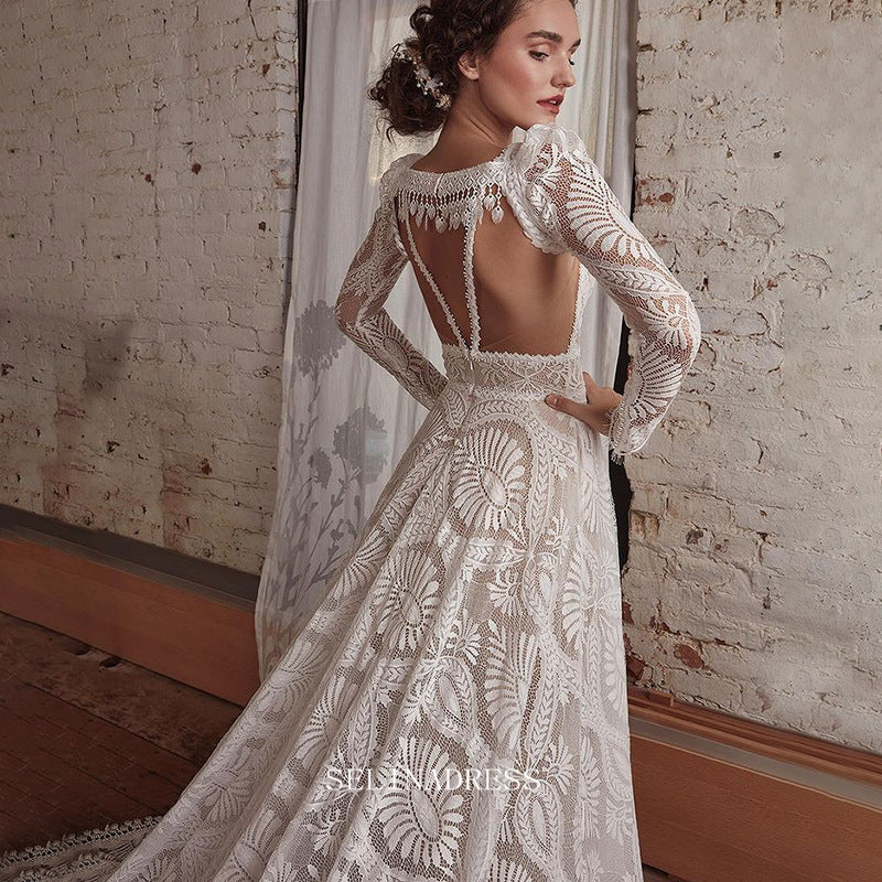 A Line Beach Lace Wedding Dresse Two Piece Custom Wedding Dress GRDK01 SELINADRESS A Line Beach Lace Wedding Dresse Two Piece Custom Wedding Dress GRDK01 SELINADRESS