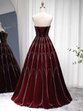 A-line Beaded Burgundy Long Prom Dress Pageant Dress Evening Dress #OPS001|Selinadress