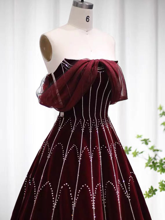 A-line Beaded Burgundy Long Prom Dress Pageant Dress Evening Dress #OP SELINADRESS A-line Beaded Burgundy Long Prom Dress Pageant Dress Evening Dress #OP SELINADRESS