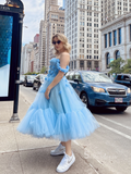 A-line Blue Charming Short Prom Dress Homecoming Dress RYU069|Selinadress