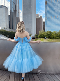 A-line Blue Charming Short Prom Dress Homecoming Dress RYU069|Selinadress