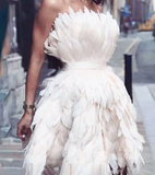 A-line Champagne Strapless Short Prom Dress Cute Homecoming Dress RYU072|Selinadress