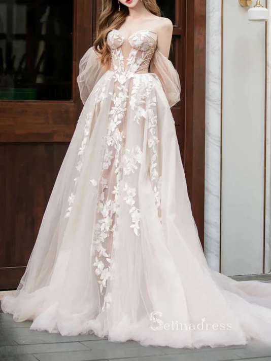 sachin and babi light blue dress Elegant A-Line Wedding Dress main image 1