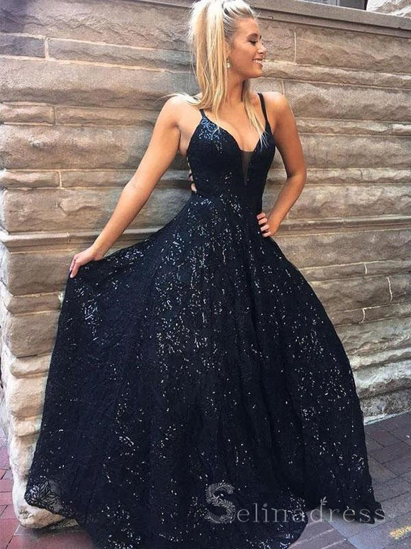 a-line-dark-navy-spaghetti-straps-lace-prom-dress-sparkly-long-evening-dresses-sed172