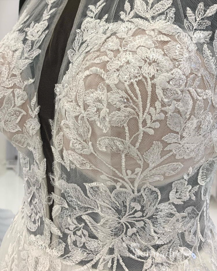 A-line Halter See Through Embroidery Wedding Dress Rustic Backless Bri SELINADRESS A-line Halter See Through Embroidery Wedding Dress Rustic Backless Bri SELINADRESS