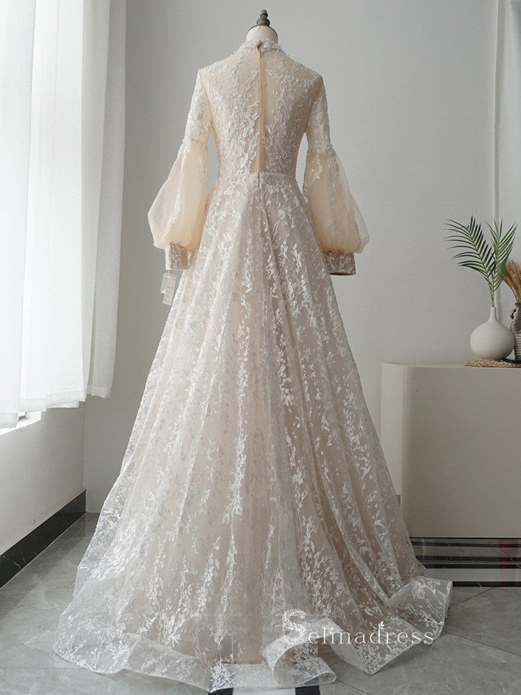 A-line High Neck Lantern Sleeve Luxury Lace Long Prom Dresses Evening Dresses ASB011 A-line High Neck Lantern Sleeve Luxury Lace Long Prom Dresses Evening Dresses ASB011