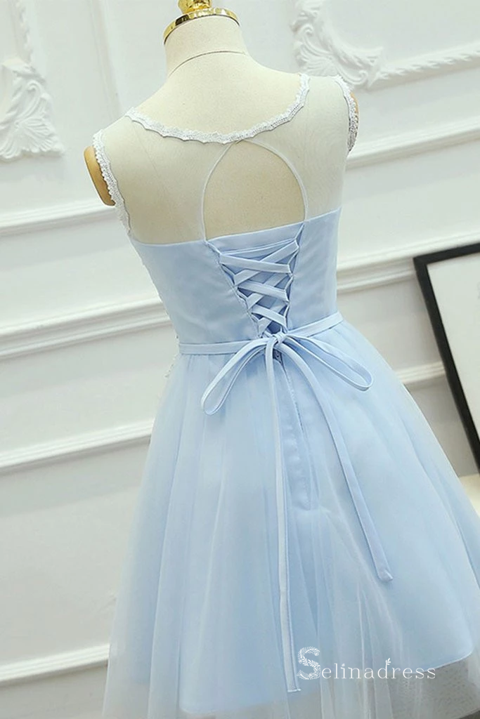 A-line Light Sky Blue Cute Homecoming Dress Short Prom Dresses #MHL066 SELINADRESS A-line Light Sky Blue Cute Homecoming Dress Short Prom Dresses #MHL066 SELINADRESS