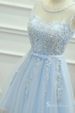 A-line Light Sky Blue Cute Homecoming Dress Short Prom Dresses #MHL066|Selinadress