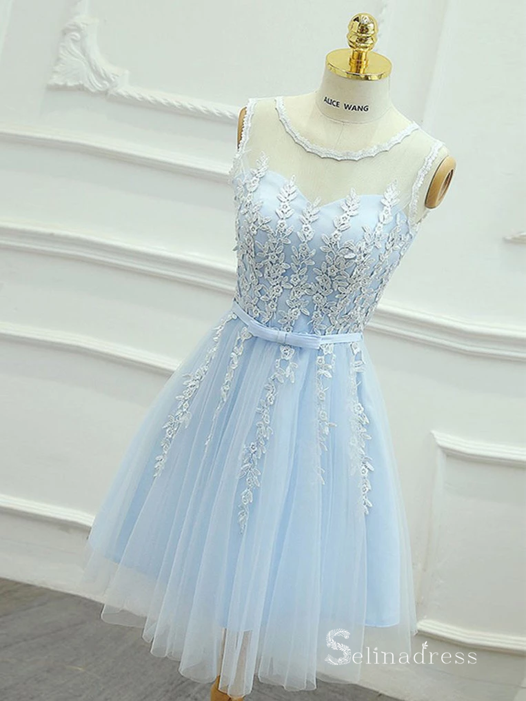 A-line Light Sky Blue Cute Homecoming Dress Short Prom Dresses #MHL066 SELINADRESS A-line Light Sky Blue Cute Homecoming Dress Short Prom Dresses #MHL066 SELINADRESS