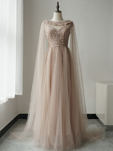 A-line Luxury Crystal Elegant Long Prom Dress Detachable Ribbon Long Evening Gowns ASB013|Selinadress