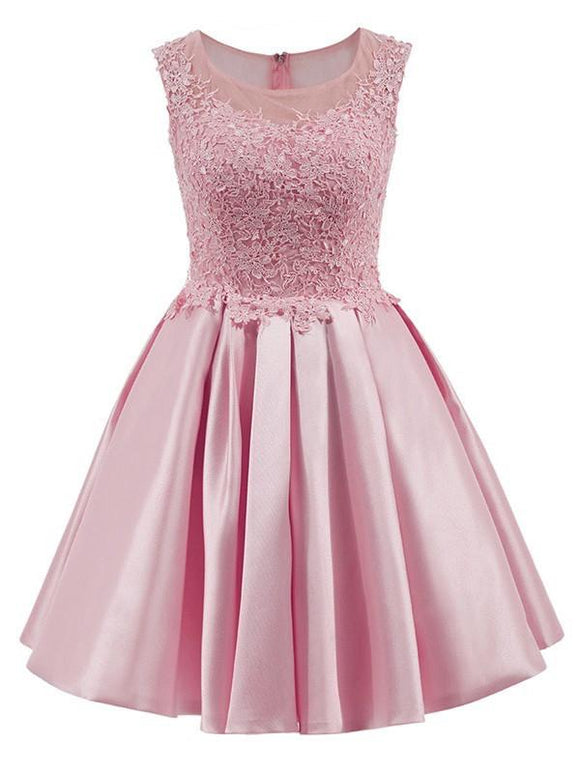 A-line Modest Cheap Short Prom Dresses Juniors Homecoming Dresses MHL023