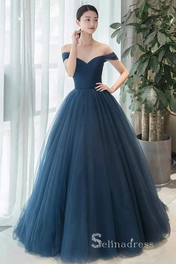 A-line Off-the-shoulder Ball Gown Prom Dress Cheap Long Evening Gowns SELINADRESS A-line Off-the-shoulder Ball Gown Prom Dress Cheap Long Evening Gowns SELINADRESS