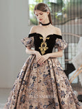 A-line Off-the-shoulder Black Long Prom Dress Floral Long Evening Dresses Bridal Dress Party Dress OCN012|Selinadress