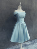 A-line Off-the-shoulder Cute Homecoming Dress Blue Short Prom Dresses EDS032|Selinadress