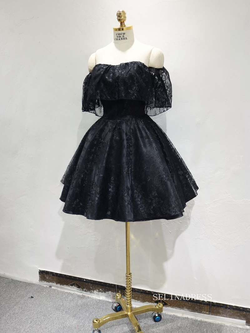 A-line Off-the-shoulder Cute Lace Homecoming Dress BLack Short Prom Dr SELINADRESS A-line Off-the-shoulder Cute Lace Homecoming Dress BLack Short Prom Dr SELINADRESS