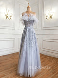 A-line Off-the-shoulder Gray Sparkly Prom Dress luxury  Evening Formal Gown hlks007|Selinadress