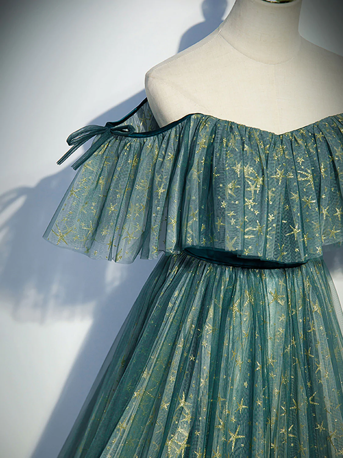 A-line Off-the-shoulder Green Long Prom Dress Unique Evening Dresses R SELINADRESS A-line Off-the-shoulder Green Long Prom Dress Unique Evening Dresses R SELINADRESS