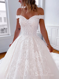 A-line Off-the-shoulder Lace Wedding Dresses White Wedding Gowns CBD483|Selinadress