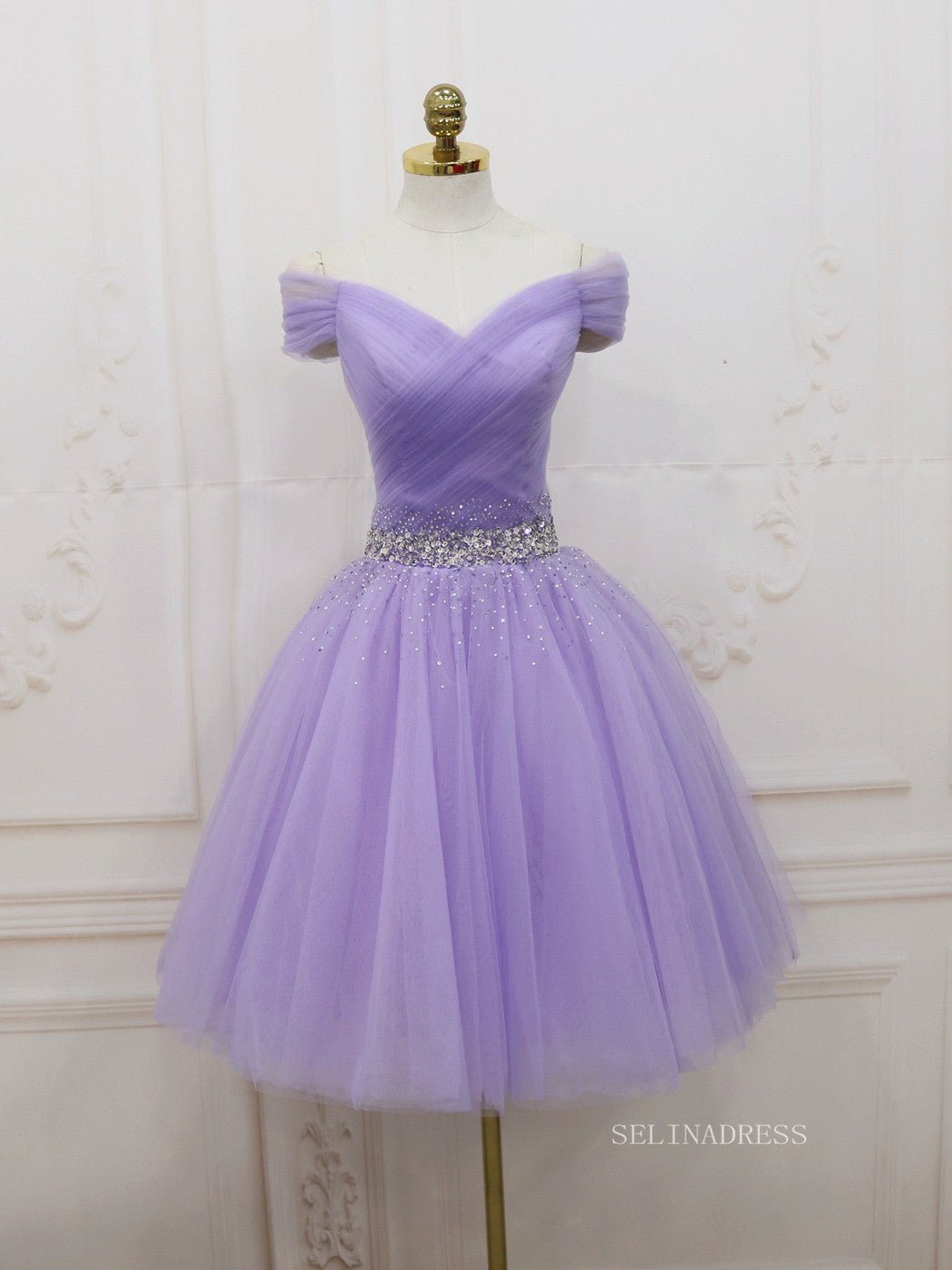 A-line Off-the-shoulder Lilac Cute Homecoming Dress Short Prom Dresses SELINADRESS A-line Off-the-shoulder Lilac Cute Homecoming Dress Short Prom Dresses SELINADRESS