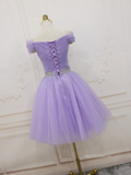 A-line Off-the-shoulder Lilac Cute Homecoming Dress Short Prom Dresses EDS027|Selinadress
