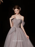 A-line Off-the-shoulder Long Prom Dress Cheap Bridal Dresses Beaded Evening Dress OSTY008|Selinadress