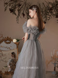 A-line Off-the-shoulder Long Prom Dress Cheap Bridal Dresses Ruffles Evening Dress OSTY009|Selinadress