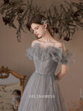 A-line Off-the-shoulder Long Prom Dress Cheap Bridal Dresses Ruffles Evening Dress OSTY009|Selinadress