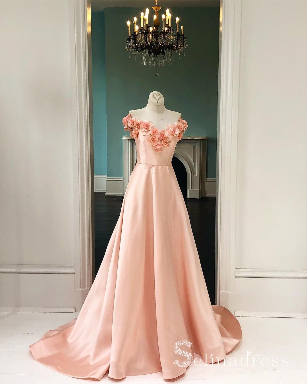 vintage off the shoulder prom dress Vintage Tulle High Neck Off-the-shoulder A Line Prom Dress With Appliques and Beading