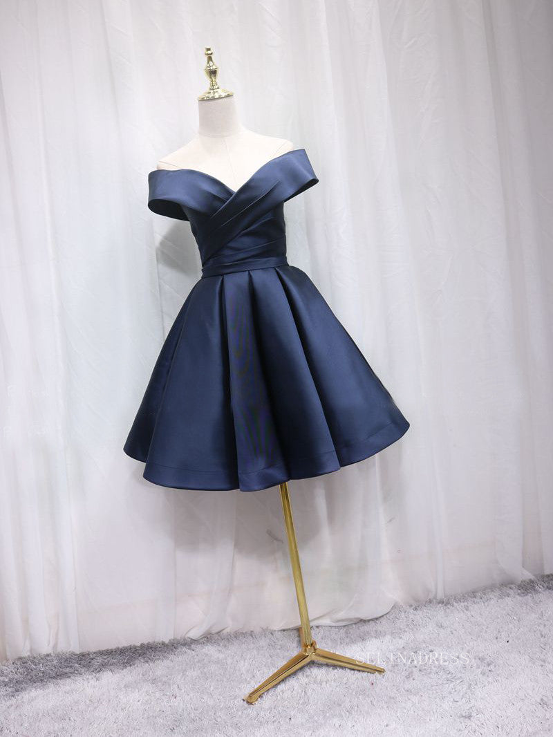 A-line Off-the-shoulder Navy Blue Cute Homecoming Dress Short Prom Dre SELINADRESS A-line Off-the-shoulder Navy Blue Cute Homecoming Dress Short Prom Dre SELINADRESS