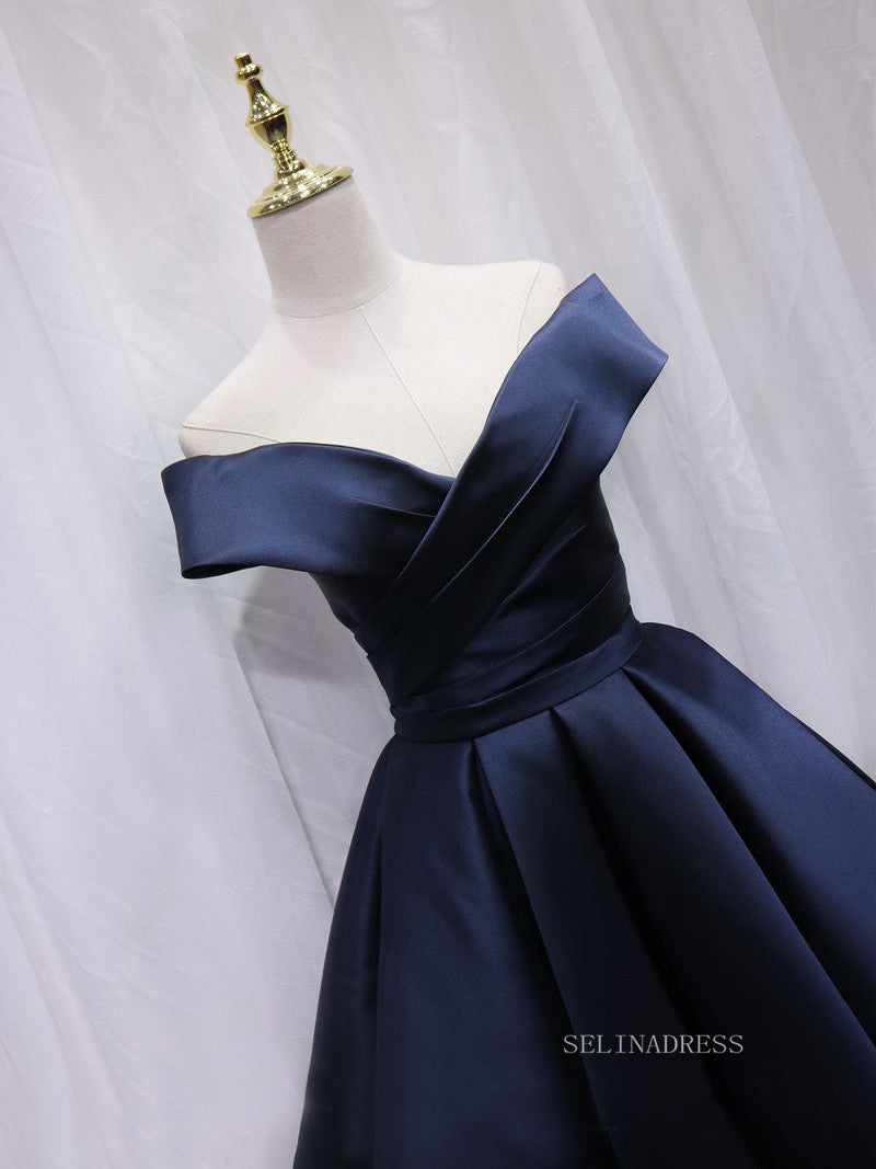 A-line Off-the-shoulder Navy Blue Cute Homecoming Dress Short Prom Dre – SELINADRESS