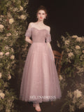 A-line Off-the-shoulder Pink Long Prom Dress Ankle-length Bridal Dresses Beaded Evening Dress OSTY010|Selinadress