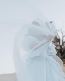 A-line Off-the-shoulder Puff Sleeve Photography Costumes Light Sky Blue Long Prom Dress Formal Dress JKSS503|Selinadress