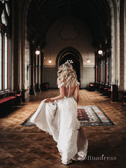 A-line Off-the-shoulder Rustic Lace Wedding Dresses Beach Wedding Gowns MHL152|Selinadress