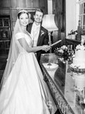 A-line Off-the-shoulder Satin Wedding Dresses Princess Romantic Bridal Gowns CBD295|Selinadress