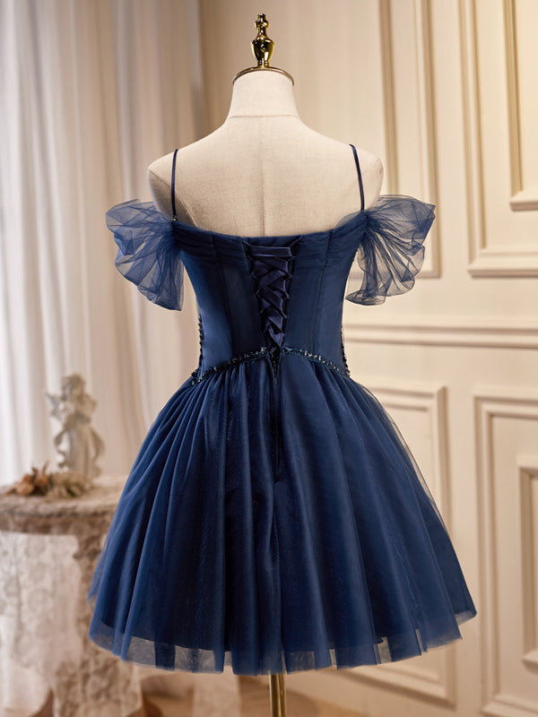 A-line Off-the-shoulder Short Prom Dress Dark Navy Homecoming Dress Co SELINADRESS A-line Off-the-shoulder Short Prom Dress Dark Navy Homecoming Dress Co SELINADRESS