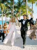 A-line Off-the-shoulder White Applique Wedding Dresses Rustic Bridal Gowns CBD359|Selinadress