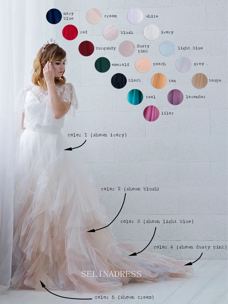 A-line Ombre Wedding Dress Tulle Wedding Dress Strapless Bridal Gown W SELINADRESS A-line Ombre Wedding Dress Tulle Wedding Dress Strapless Bridal Gown W SELINADRESS