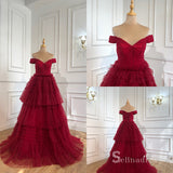 A-line Red Long Princess Prom Dresses Ball Gown Evening Formal Dress SC021