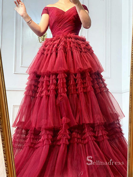 Beaded Dark Red Long Prom Dresses Deep V Neck Military Ball Gown FD156 –  Viniodress