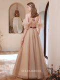 A Line Off-the-shoulder Pink Prom Dress Long Evening Dress Party Dresses OCN005|Selinadress