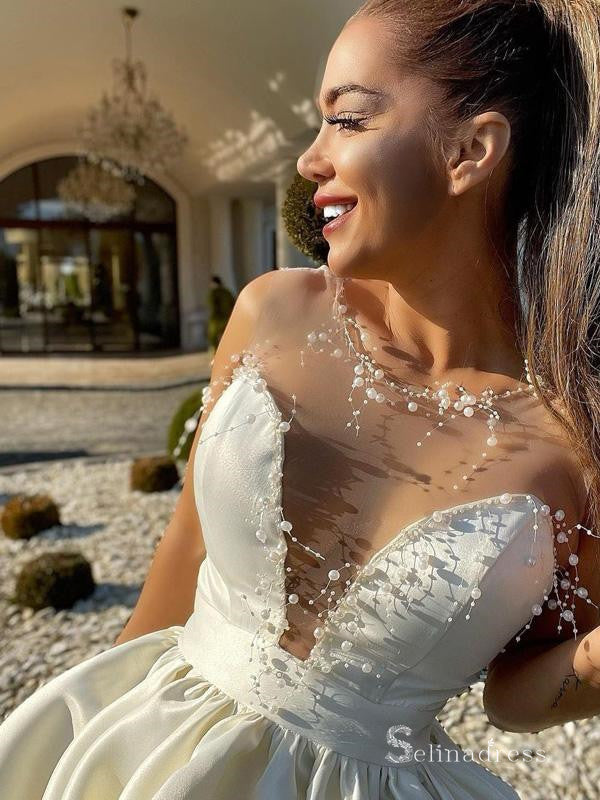A-line Scoop Ivory See Through Beaded Short Prom Dress Homecoming Dresses #MHL2889 A-line Scoop Ivory See Through Beaded Short Prom Dress Homecoming Dresses #MHL2889
