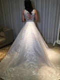 A-line Scoop Lace Wedding Dresses See Through Vintage  Bridal Gowns CBD390|Selinadress